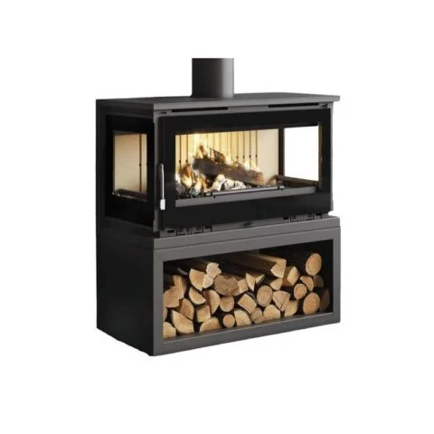 Poêle à bois panoramique 3 faces - FIREMATIC Calgary - L 13.5 kW